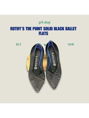 Rothys The Point Solid Black Ballet Flats Size 6 Sustainable & Stylish Womens Sh